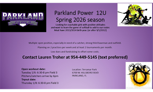 Parkland Powe 12U Troher Tryouts